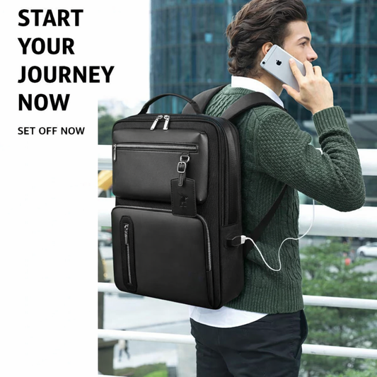 [QCBP202603025]WILLIAMPOLO Premium Leather Backpack – Large Capacity Commuter & Travel Bag