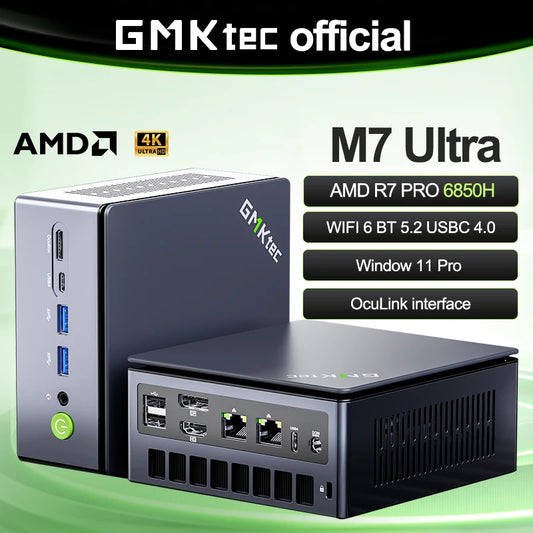 [QCG202603003]GMKtec M7 Ultra Mini PC – AMD Ryzen 7 PRO 6850H, Radeon 680M Graphics