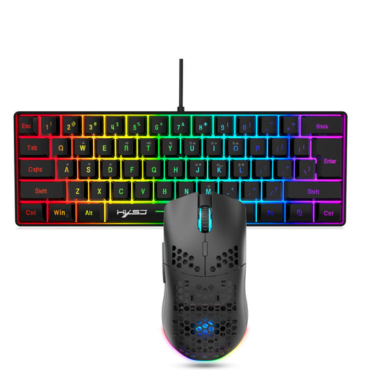 [QCGK202603004]HXSJ V700 + T66 Gaming Combo — 60% RGB Keyboard & Tri-Mode Wireless Mouse