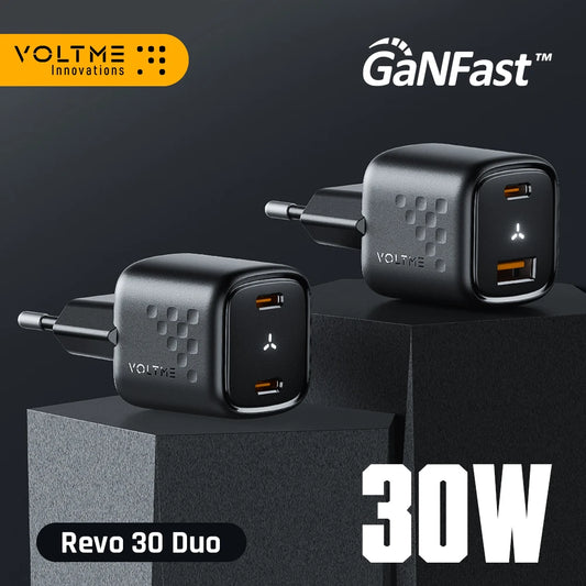 [QCUFC202603012]VOLTME Revo 30W GaN Dual-Port Charger - Ultra-Compact Fast Charging for iPhone & Devices