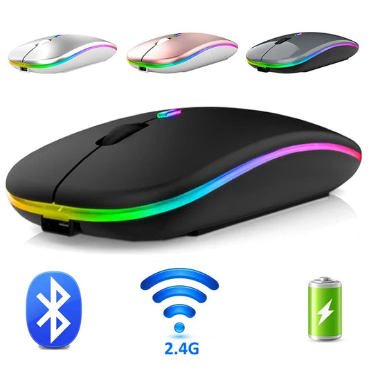 [QCGM202603011]Slim Wireless Silent Mouse — Bluetooth 5.1 & 2.4G, Rechargeable