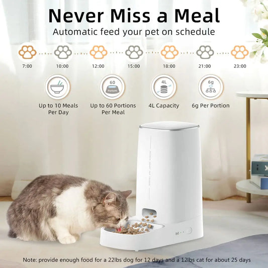 [QCAPF202603011]ROJECO 4L Smart WiFi Pet Feeder – Automatic Food Dispenser with App Control & LCD Display