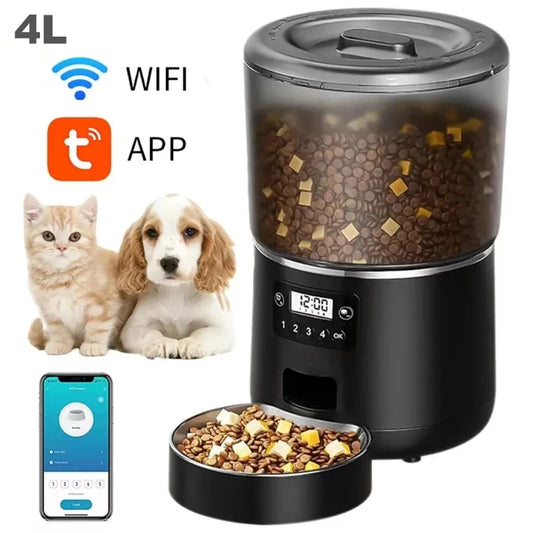 [QCAPF202603016]Smart 4L Pet Feeder with Tuya App Control & Stainless Steel Bowl