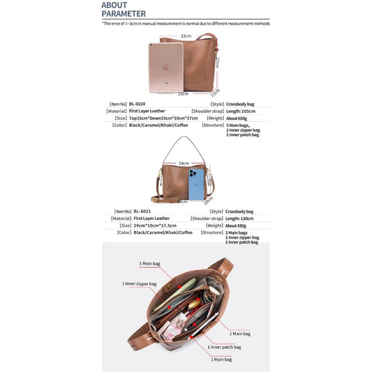 [QCWB202603012]Premium Genuine Cowhide Bucket Bag - Designer Collection