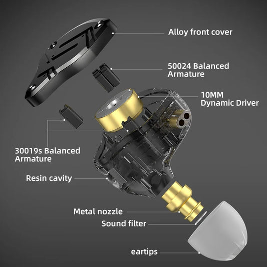 [QCHFE202603010]KZ ZS10 Pro X HiFi In-Ear Monitors – Hybrid Driver Wired Earphones with Deep Bass