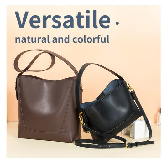 [QCWB202603012]Premium Genuine Cowhide Bucket Bag - Designer Collection