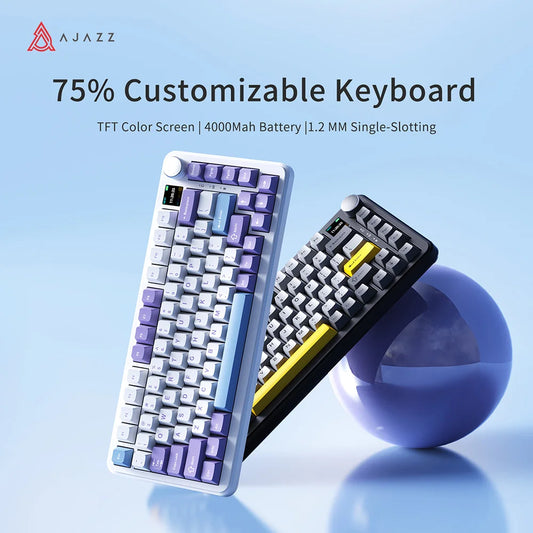[QCGK202603014]AJAZZ AK820 MAX — 75% Tri-Mode Mechanical Keyboard | TFT Screen | Flex-Cut PCB | 4-Layer Dampening | Bluetooth 5.1 / 2.4GHz / Wired