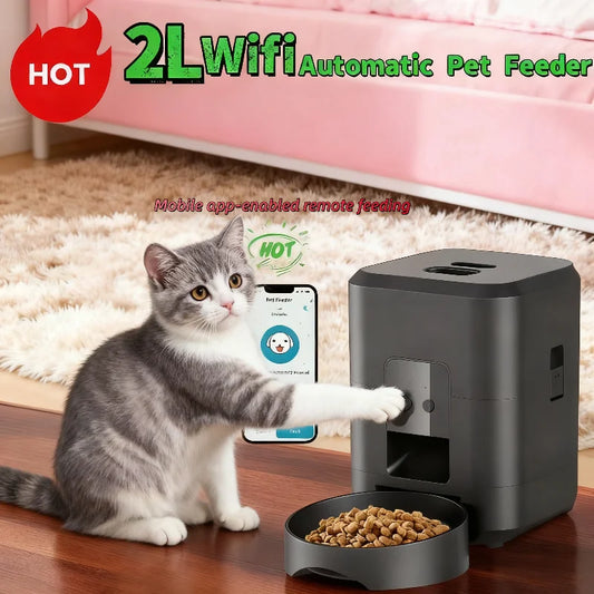 [QCAPF202603002]WiFi Smart Pet Feeder 2L – Automatic Cat & Dog Food Dispenser with App Control