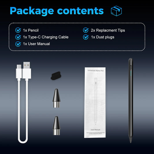 [QCTP202603020]Magnetic Active Stylus Pen – No Bluetooth, 12H Battery, Tilt Pressure, Fast Charging