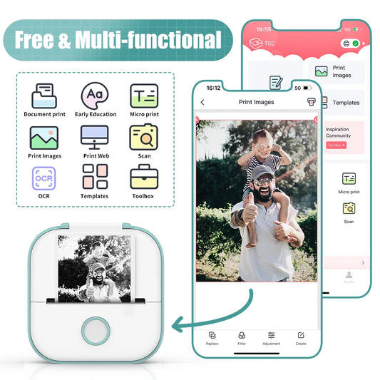 [QCMP202603009]Phomemo T02 Portable Thermal Printer – Mini Bluetooth Label Maker with Self-Adhesive Stickers