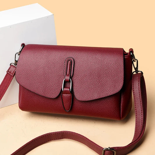 [QCWB202603019]YaLePuck Soft Leather Crossbody Tote – Luxury Multi-Compartment Handbag for Women