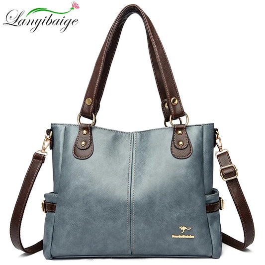 [QCWB202603015]LANYIBAIGE Premium Leather Crossbody Tote – Multi-Pocket Designer Handbag for Women