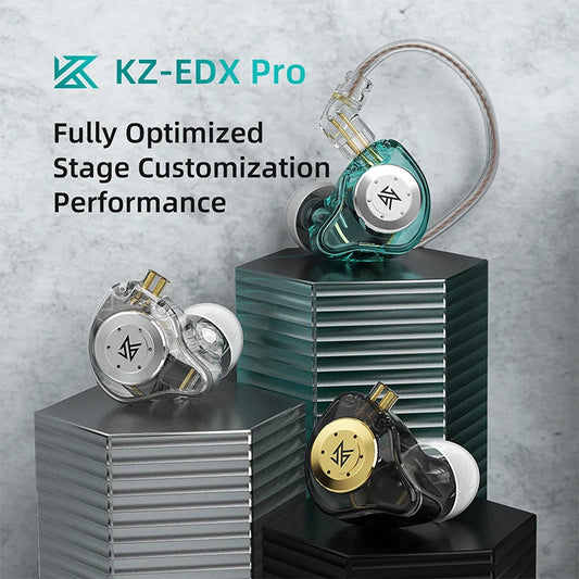 [QCHFE202603024]KZ EDX Pro — Wired In-Ear Monitor with 10mm Dynamic Driver, Detachable 2-Pin Cable & Transparent Shell