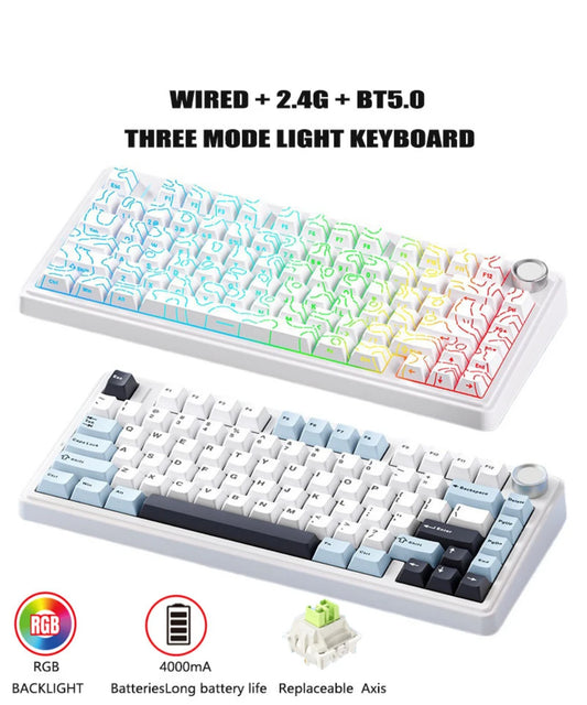[QCGK202603007]AULA F75 Tarantula — 75% Three-Mode Wireless Mechanical Keyboard | Bluetooth 5.0 / 2.4GHz / Wired | PBT Hot-Swap RGB