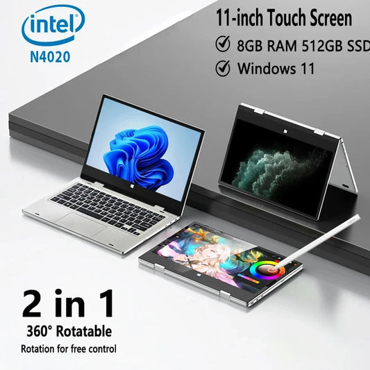 [QCL202602007]2-in-1 Touchscreen Laptop - 11.6" Windows 11 Pro Intel Celeron 8GB RAM