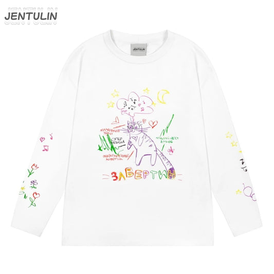 [QCTS202603015]Premium Cotton Long Sleeve Graphic Tee