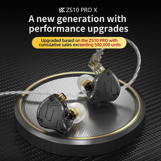[QCHFE202603013]KZ ZS10 Pro X Wired Earphones – Hybrid Driver HiFi In-Ear Monitors with Mic