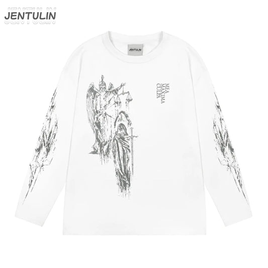 [QCTS202603024]Premium Long Sleeve Graphic Tee - Punk Gothic Edition