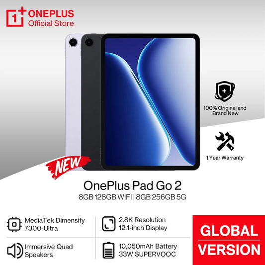[QCT202603001]OnePlus Pad Go 2 | 12.1" 2.8K Display | 5G Tablet | 8GB RAM | MediaTek Dimensity 7300