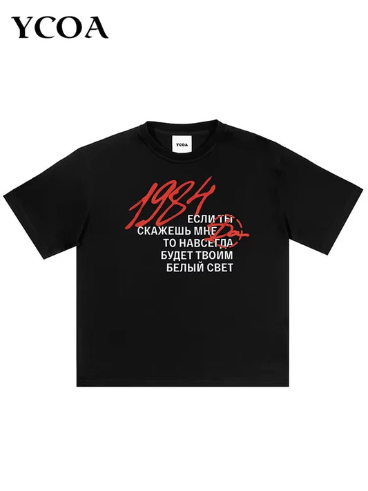 [QCTS202603003]Oversized Cotton Gothic Graphic T-Shirt - Korean Y2K Streetwear, Unisex Vintage Tee